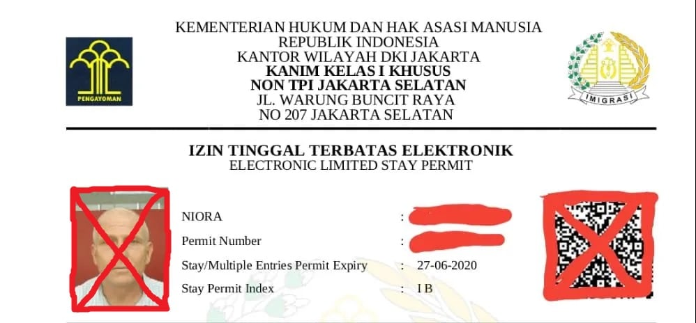 No KITAS Pada Surat Izin Tinggal