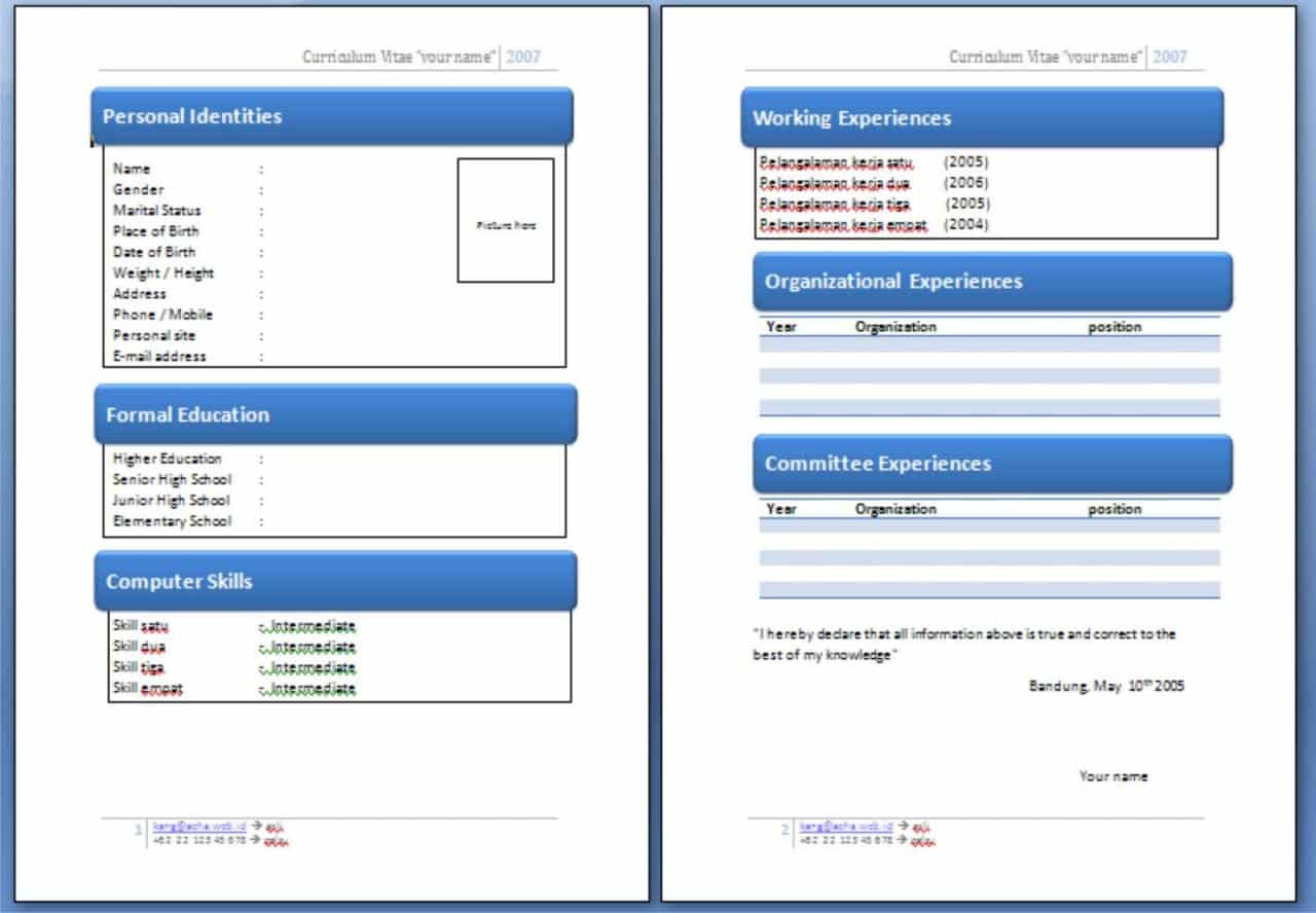 Format Cv Untuk Permohonan KITAS